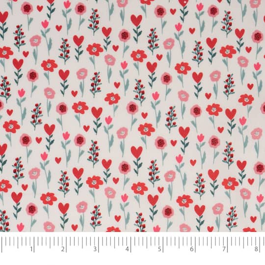 SINGER Red Floral Cotton Fabric
